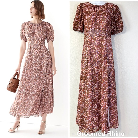 J. Crew Dresses & Skirts - NWT J. Crew Bouquet Floral Open Back Metallic Clip Dot Maxi Dress Size 8